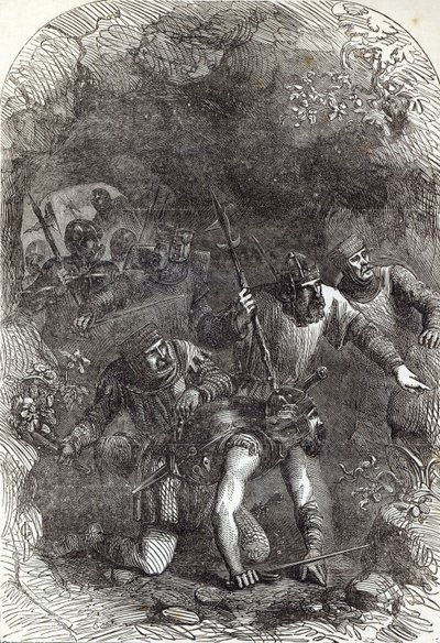 Le Truppe di Lord Montacute nel Passaggio Sotterraneo, illustrazione da 