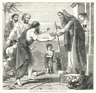 Il vero digiuno, dare pane agli affamati, Isaia LVIII (incisione) da English School