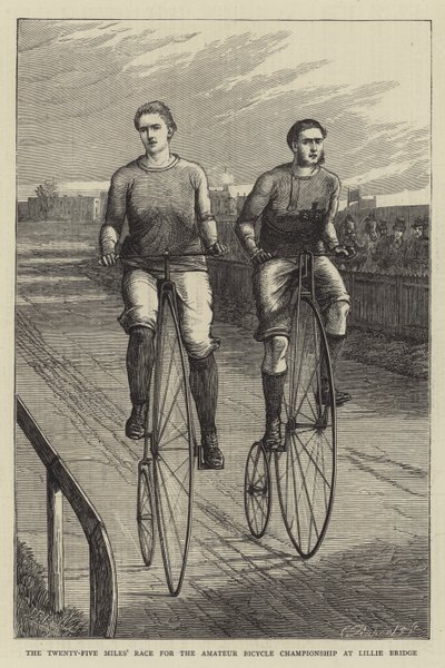 La gara di venticinque miglia per il campionato amatoriale di ciclismo a Lillie Bridge da English School