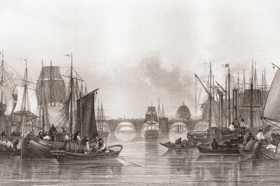 The Upper Pool, Pool of London, River Thames, Londra, Inghilterra da English School