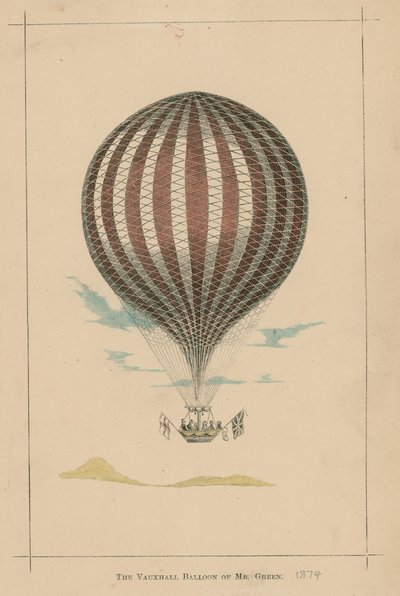 Il pallone di Vauxhall di Mr Green; Vauxhall Gardens, Londra da English School