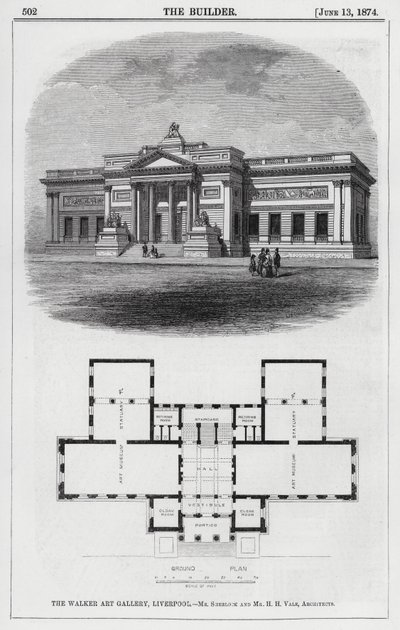 La Walker Art Gallery, Liverpool (incisione) da English School