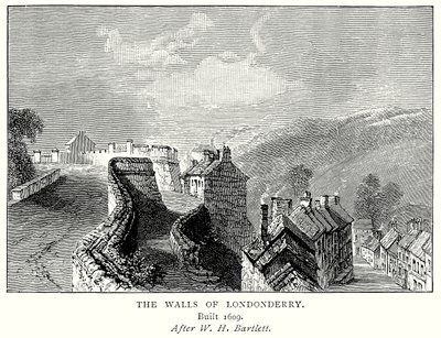 Le mura di Londonderry (incisione) da English School