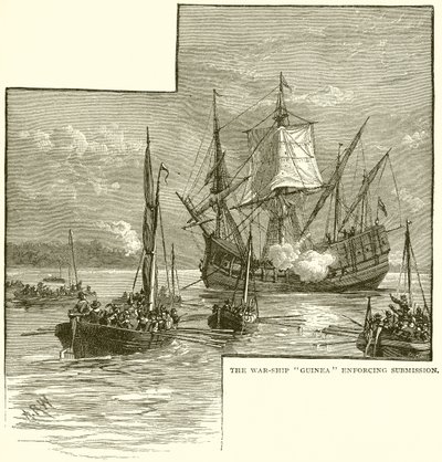 La nave da guerra Guinea che impone la sottomissione da English School