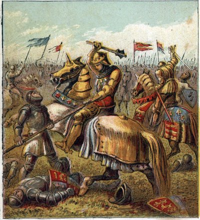 La Guerra delle Due Rose (1455-1485): Battaglia tra la Casa Reale di York e la Casa Reale di Lancaster. Illustrazione della Guerra Civile Inglese nata dalla divisione dei successori di Re Edoardo III (1327-1377) in due rami. da English School