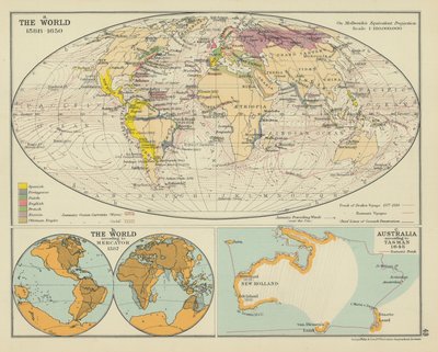 Il mondo 1588-1650 (litografia a colori) da English School