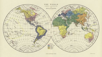 Il mondo che mostra la distribuzione delle religioni da English School