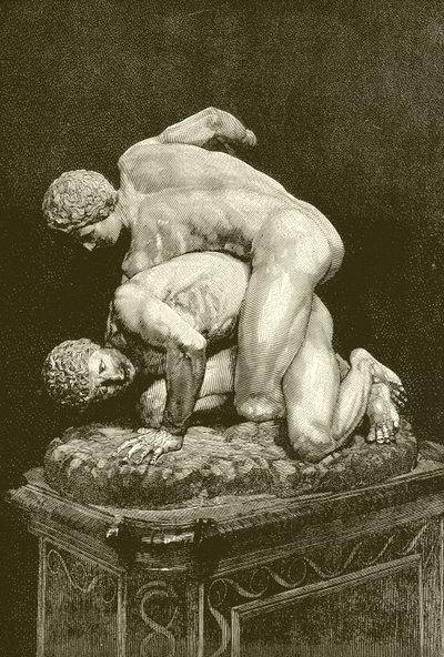 I Lottatori. Gruppo in Marmo nella Galleria degli Uffizi a Firenze da English School