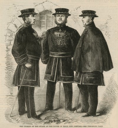 Gli Yeomen della Guardia alla Torre nel loro nuovo costume da English School