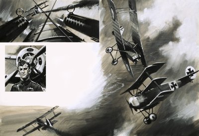 La battaglia tra SE5 britannici e Werner Voss nel suo triplano Fokker da English School