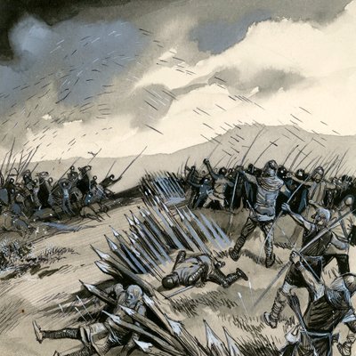 La battaglia di Crecy, dove gli arcieri inglesi distrussero la cavalleria francese da English School