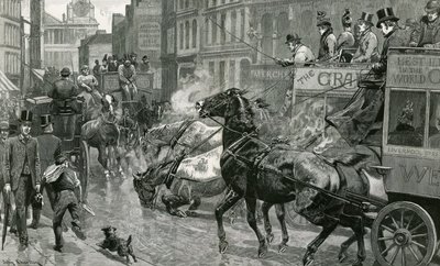 La battaglia delle strade di Londra - Ludgate Hill in un giorno scivoloso da English School