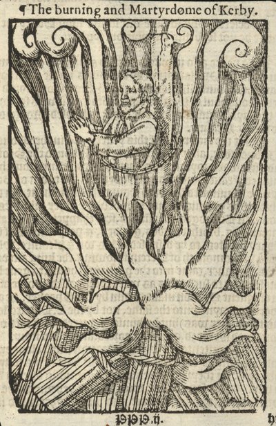 Il rogo e il martirio di Kerby (incisione) da English School