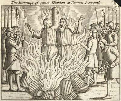 Il rogo di James Morden e Thomas Bernard (incisione) da English School