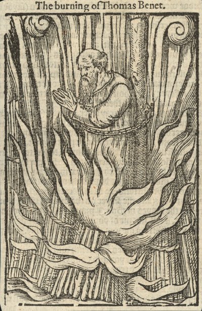 Il rogo di Thomas Benet (incisione) da English School