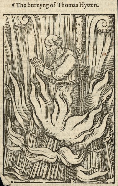 Il rogo di Thomas Hytten (incisione) da English School