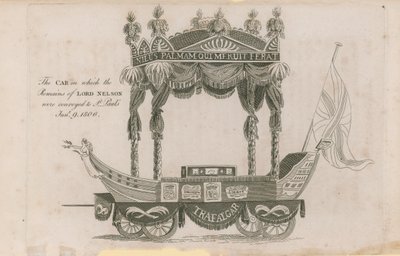 Il carro su cui furono trasportati i resti di Lord Nelson a St Pauls da English School