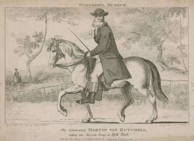 Il celebre Martin Van Butchell che cavalca il suo pony preferito a Hyde Park da English School