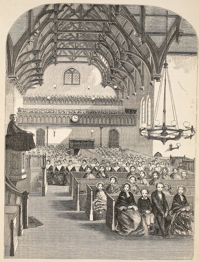 La cappella a Brixton, illustrazione da The Criminal Prisons of London and Scenes from Prison Life di Henry Mayhew e John Binny, pub. 1862 da English School