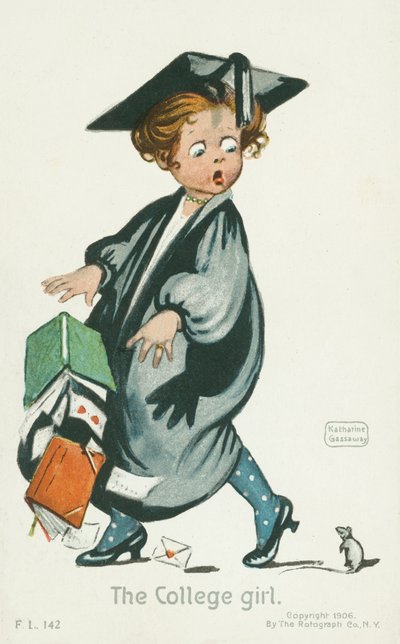La ragazza del college (litografia a colori) da English School