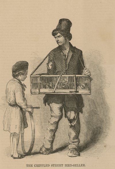 Il venditore ambulante storpio di uccelli da English School