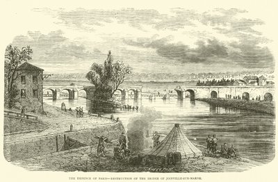 La difesa di Parigi, distruzione del ponte di Joinville-sur-Marne, novembre 1870 da English School