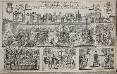 La descrizione del Castello di Windsor, illustrazione da Atti e Monumenti di John Foxe, nona edizione, pub. 1684 da English School