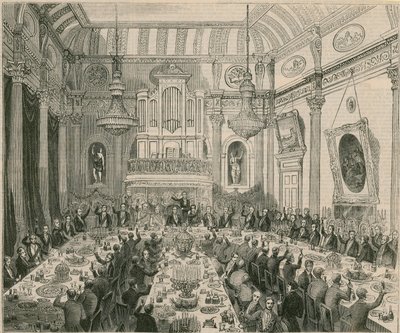 La cena offerta a Sir H Hardinge dalla Compagnia delle Indie Orientali, London Tavern, 1844 da English School