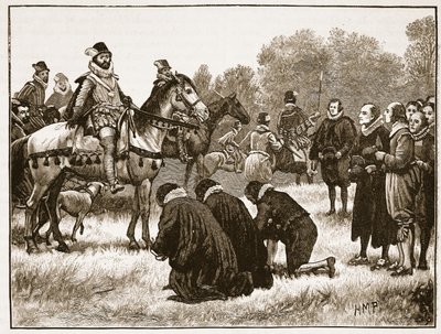 I divini dissidenti presentano la loro petizione a Giacomo, illustrazione da Cassells Illustrated History of England da English School