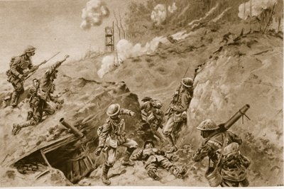 I terribili vuoti che portavano a Oppy Wood, bombardieri britannici che lavorano lungo le trincee tedesche, 1914-19 da English School
