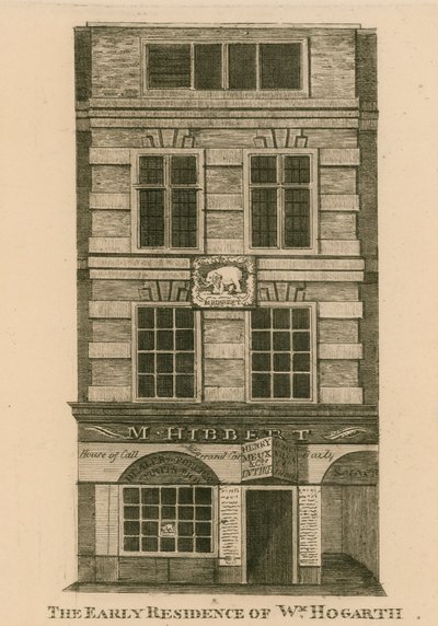 La prima residenza di William Hogarth, Fenchurch Street, Londra da English School