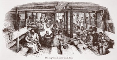 Gli emigranti a cena a metà nave da English School
