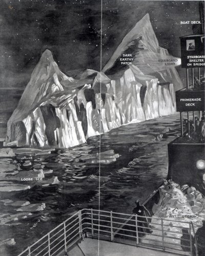 Il famoso iceberg visto da J. Scarrott a bordo del Titanic, 1912 da English School