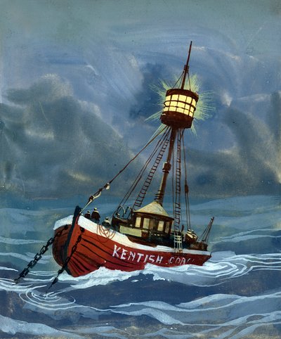 La prima nave-faro posizionata vicino alla secca di Nore nel 1732 da English School