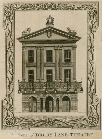 La facciata del Drury Lane Theatre, Londra da English School
