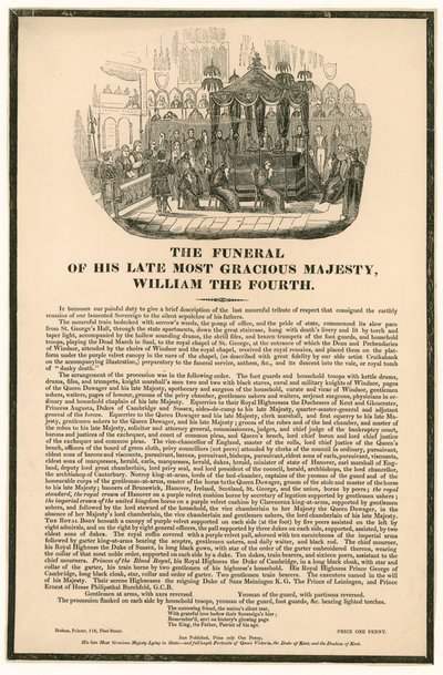 Il funerale del Re Guglielmo IV da English School