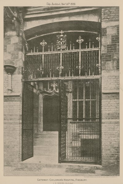Il cancello, ospedale dei bambini, Finsbury; fotografia da English School
