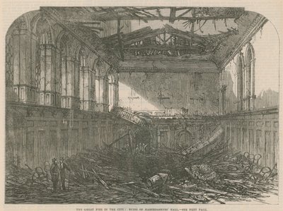 Il grande incendio della città: rovine della Haberdashers Hall da English School