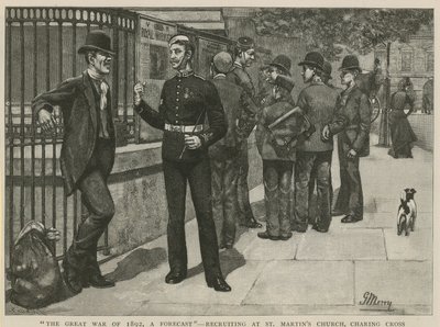 La grande guerra del 1892, una previsione; Reclutamento alla Chiesa di St Martin da English School