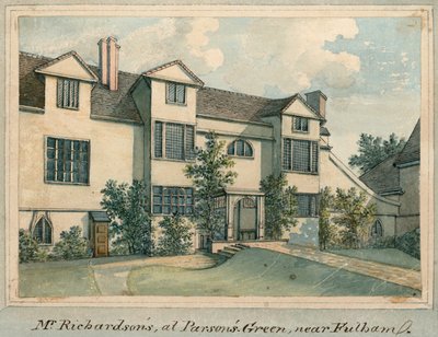 La casa di Samuel Richardson a Parsons Green, vicino a Fulham, Londra da English School