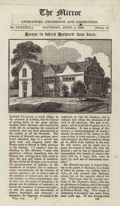 La casa in cui è nato John Howard da English School