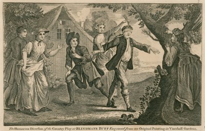 Il divertimento umoristico del gioco della campagna a mosca cieca da English School