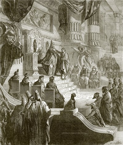 Il re di Babilonia riceve Ioiachin dopo la sua liberazione dalla prigione da English School