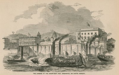 Lo sbarco al molo del battello a vapore, Greenwich, il lunedì di Pasqua da English School