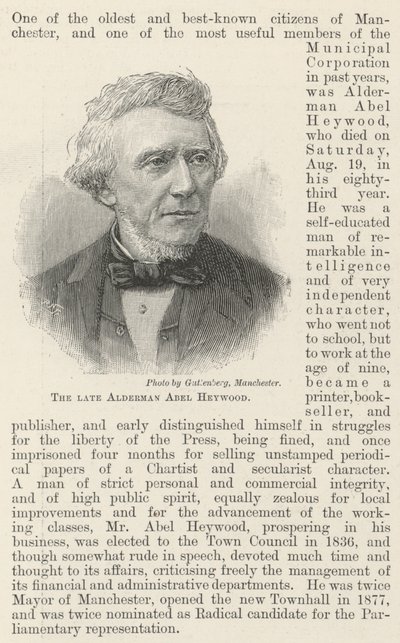 Il defunto consigliere Abel Heywood da English School
