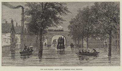 Le recenti inondazioni, scena in Caversham Road, Reading da English School