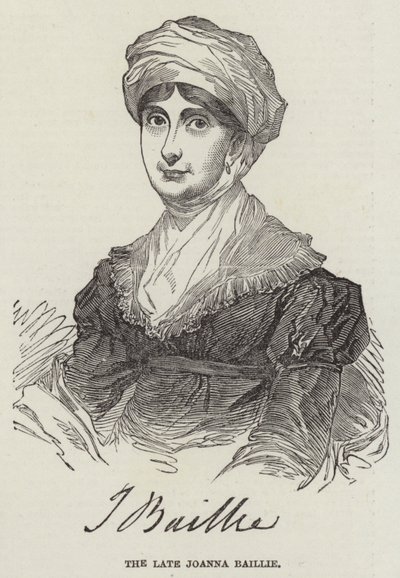 La defunta Joanna Baillie (incisione) da English School