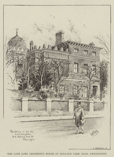 La casa del defunto Lord Leighton in Holland Park Road, Kensington (incisione) da English School