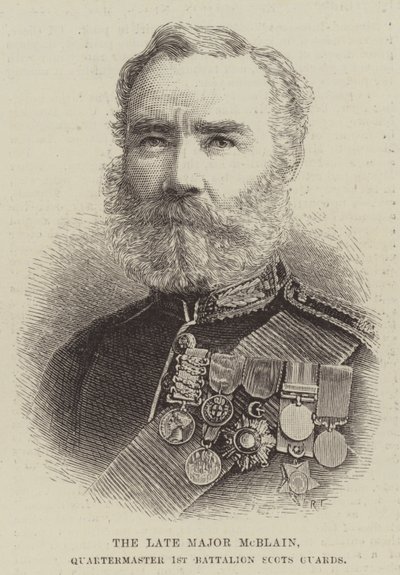 Il defunto maggiore McBlain, quartiermastro del 1° battaglione delle guardie scozzesi (incisione) da English School