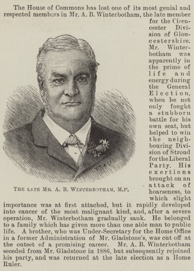 Il defunto signor A B Winterbotham, MP da English School